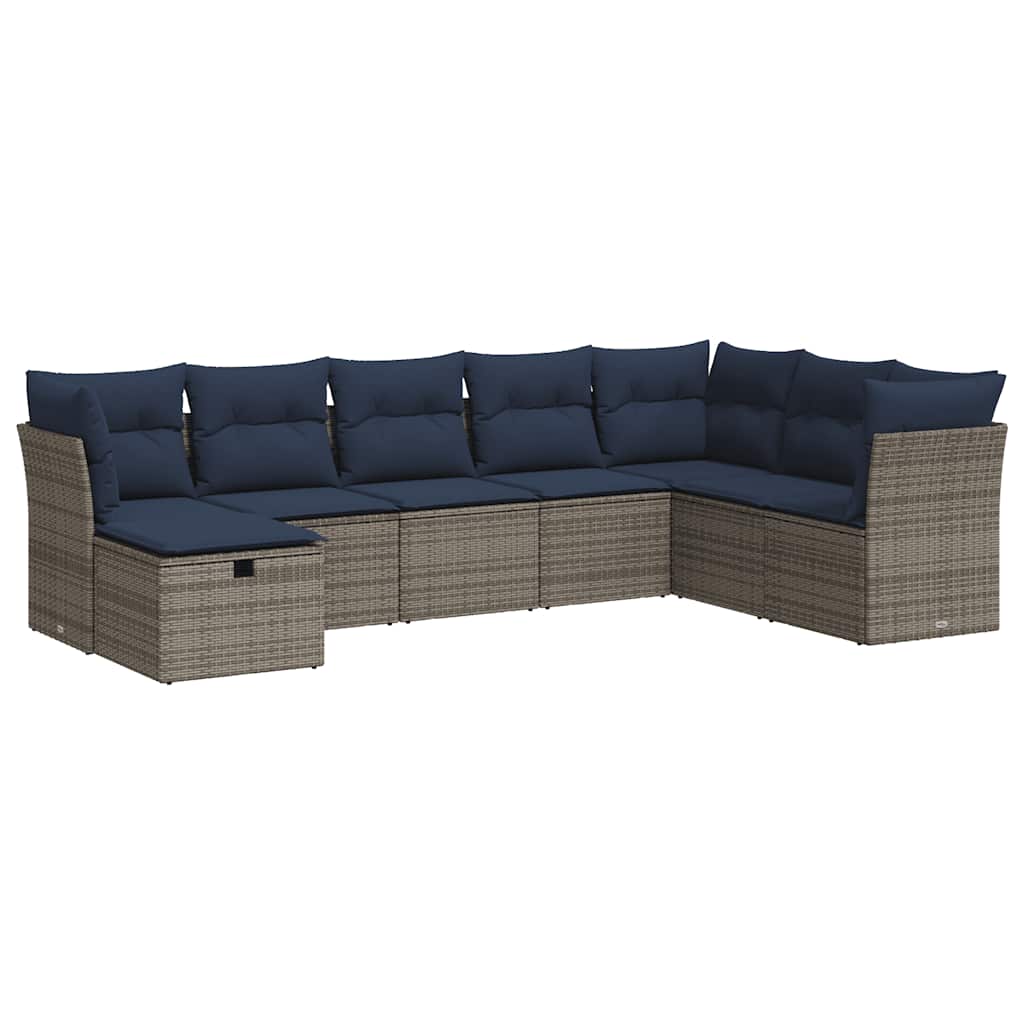 8 részes szürke polyrattan kerti ülőgarnitúra párnákkal