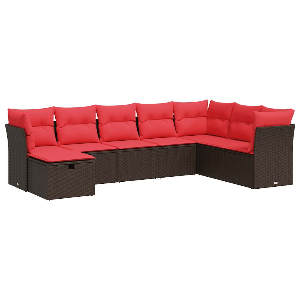 8 részes barna polyrattan kerti ülőgarnitúra párnákkal