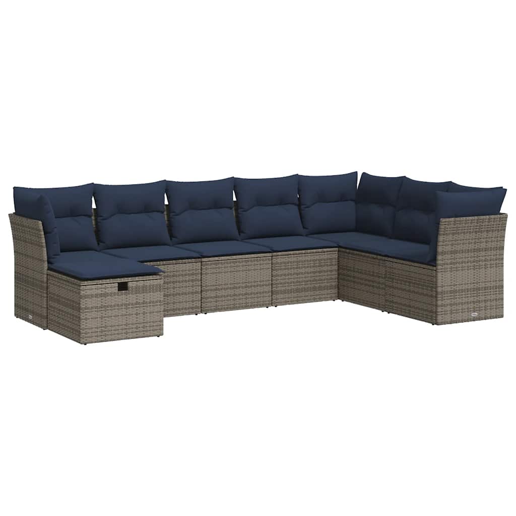9 részes szürke polyrattan kerti ülőgarnitúra párnákkal