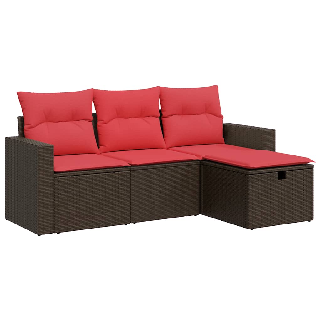 4 részes barna polyrattan kerti ülőgarnitúra párnákkal