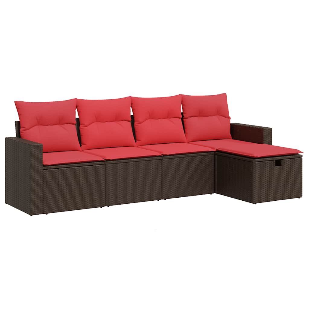 5 részes barna polyrattan kerti ülőgarnitúra párnával