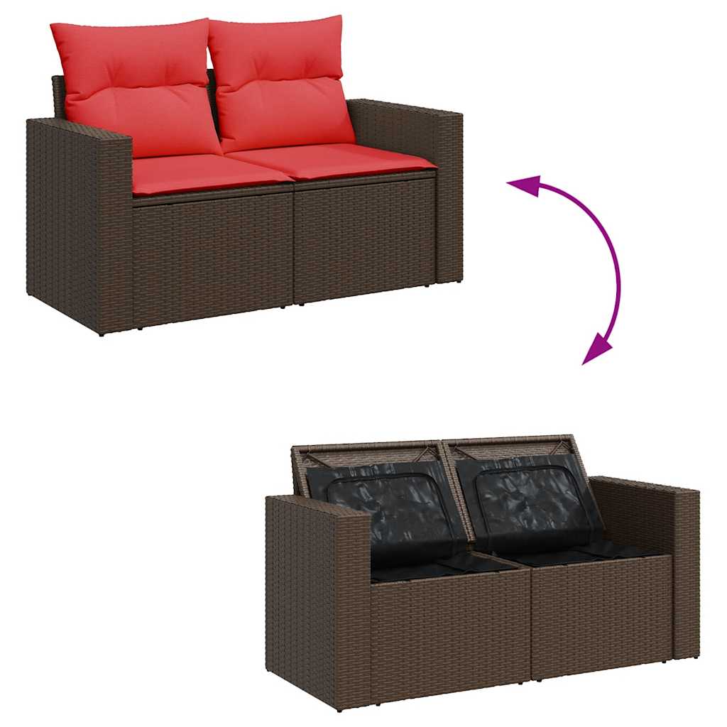 5 részes barna polyrattan kerti ülőgarnitúra párnával