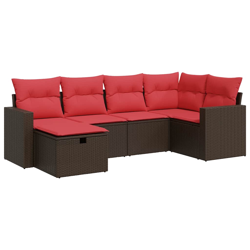 6 részes barna polyrattan kerti ülőgarnitúra párnával