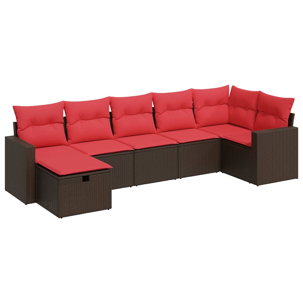 7 részes barna polyrattan kerti ülőgarnitúra párnákkal