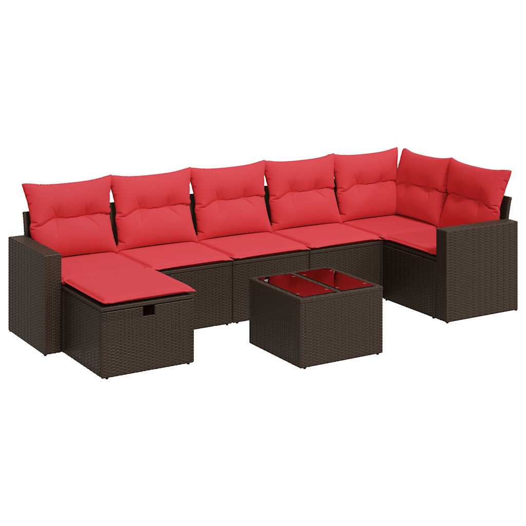 8 részes barna polyrattan kerti ülőgarnitúra párnákkal