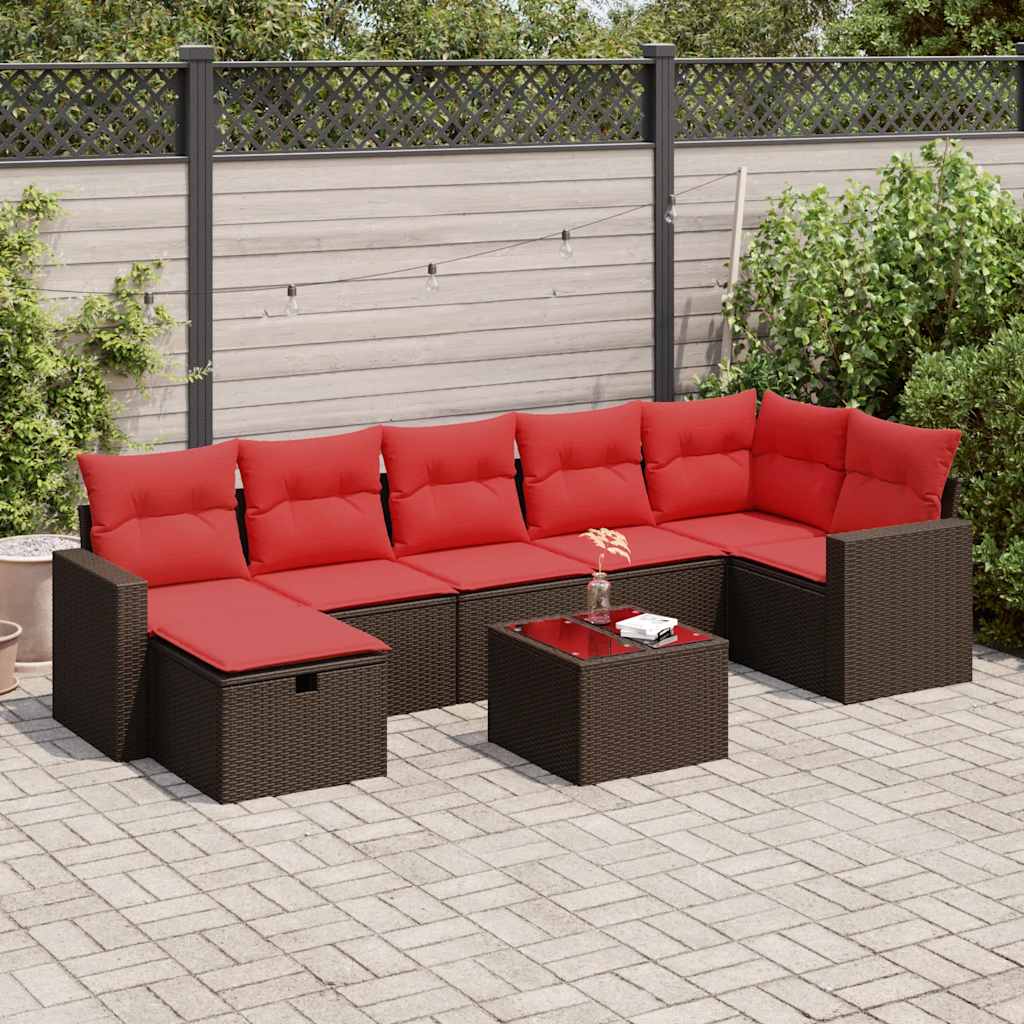 8 részes barna polyrattan kerti ülőgarnitúra párnákkal