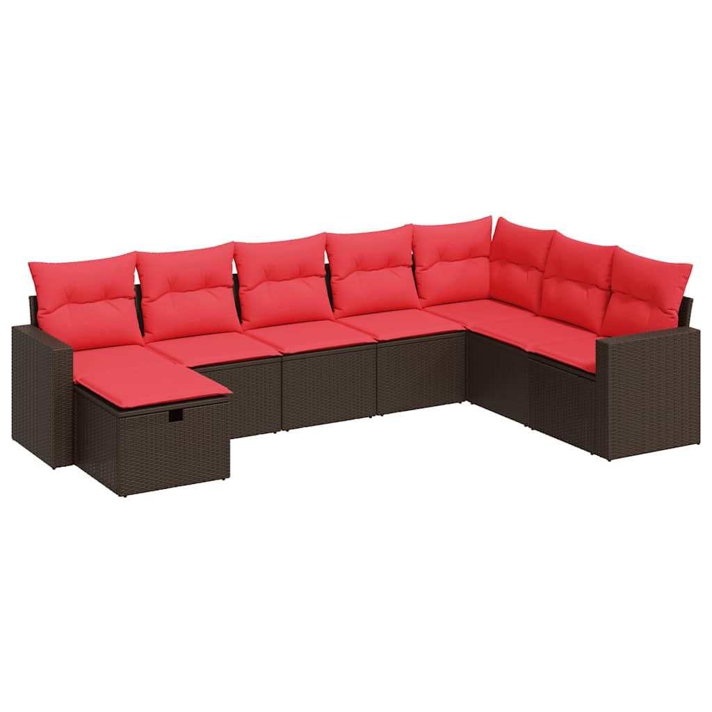 8 részes barna polyrattan kerti ülőgarnitúra párnákkal