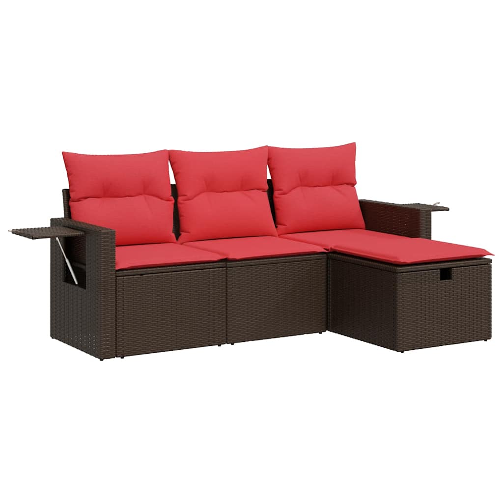4 részes barna polyrattan kerti ülőgarnitúra párnákkal