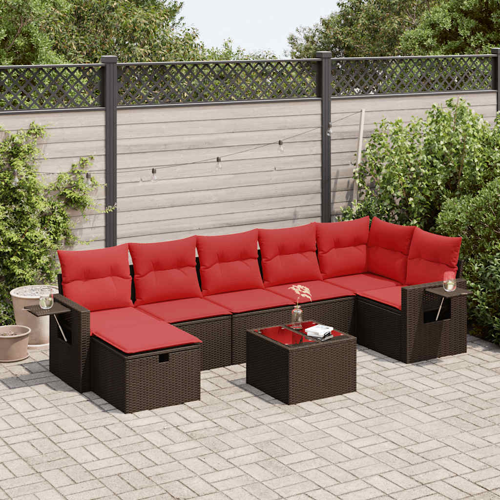 8 részes barna polyrattan kerti ülőgarnitúra párnákkal