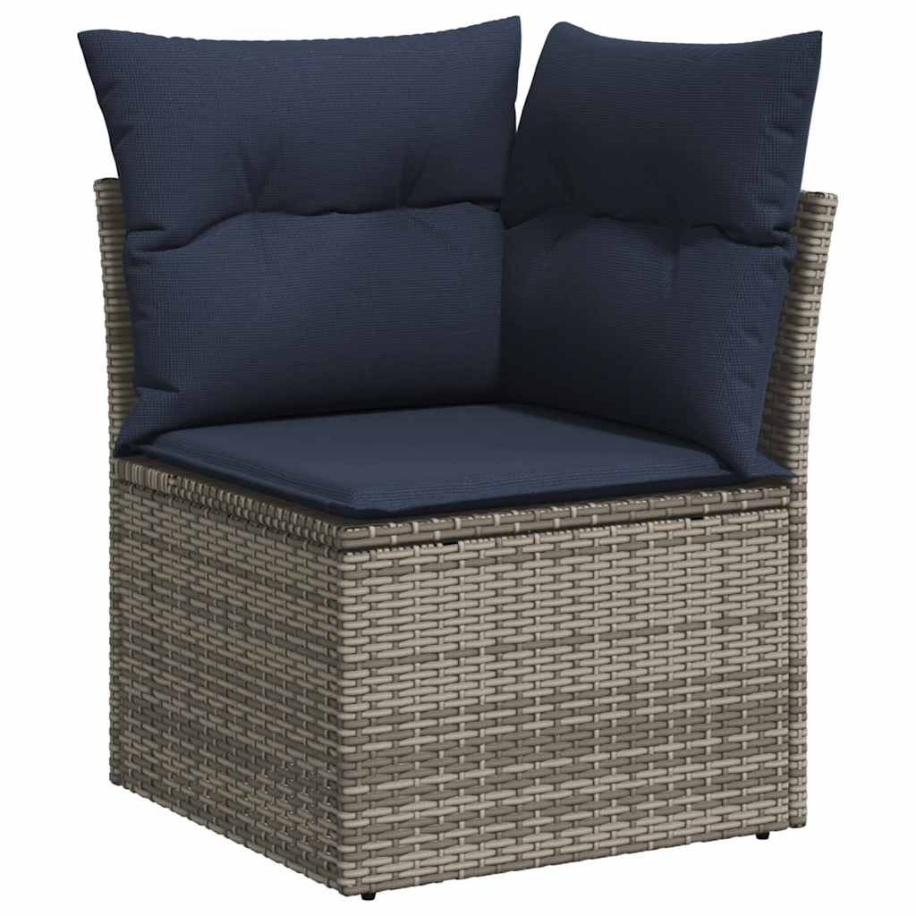 8 részes szürke polyrattan kerti ülőgarnitúra párnákkal