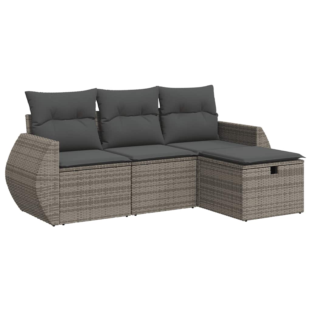 4 részes szürke polyrattan kerti ülőgarnitúra párnákkal