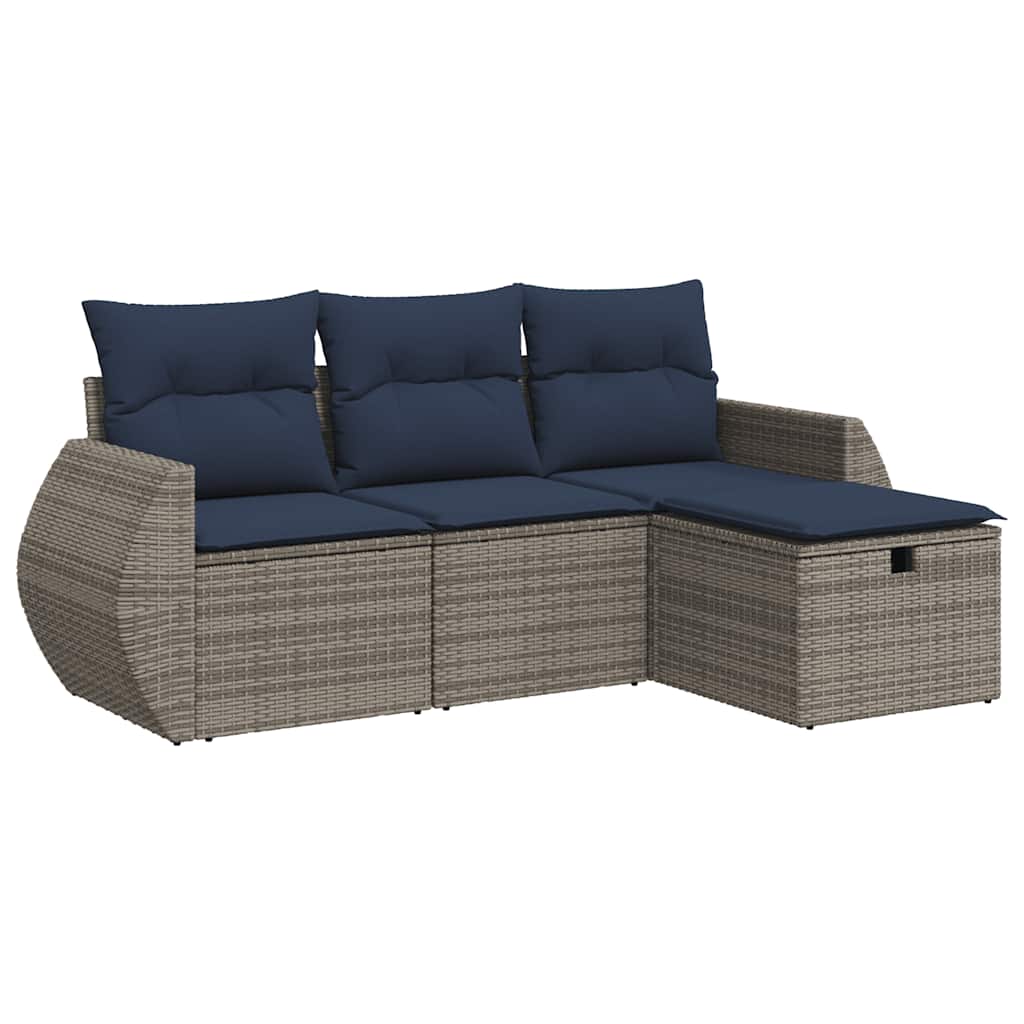 4 részes szürke polyrattan kerti ülőgarnitúra párnákkal