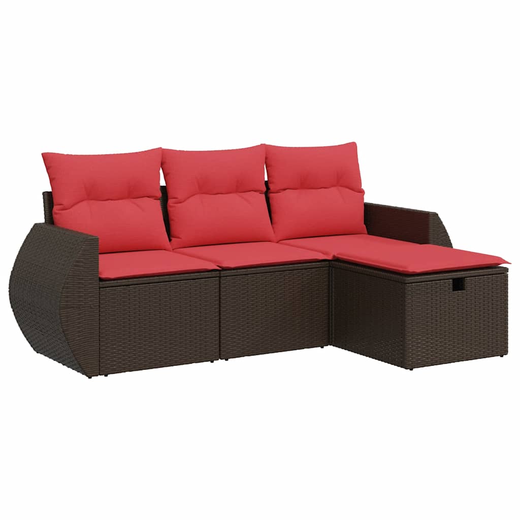 4 részes barna polyrattan kerti ülőgarnitúra párnákkal