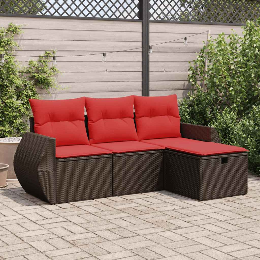 4 részes barna polyrattan kerti ülőgarnitúra párnákkal