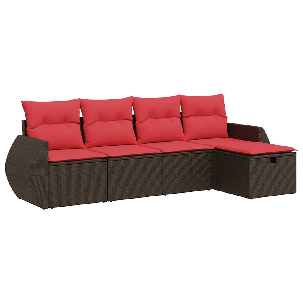 5 részes barna polyrattan kerti ülőgarnitúra párnával