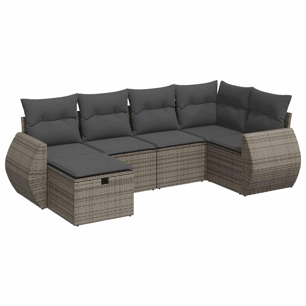 6 részes szürke polyrattan kerti ülőgarnitúra párnákkal