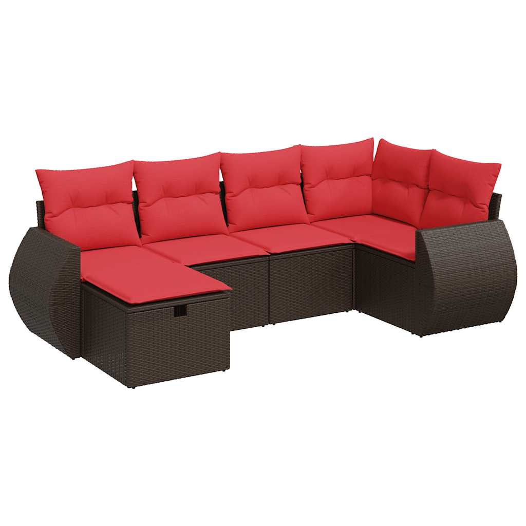 6 részes barna polyrattan kerti ülőgarnitúra párnával