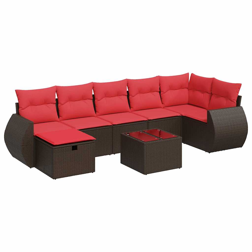 8 részes barna polyrattan kerti ülőgarnitúra párnákkal