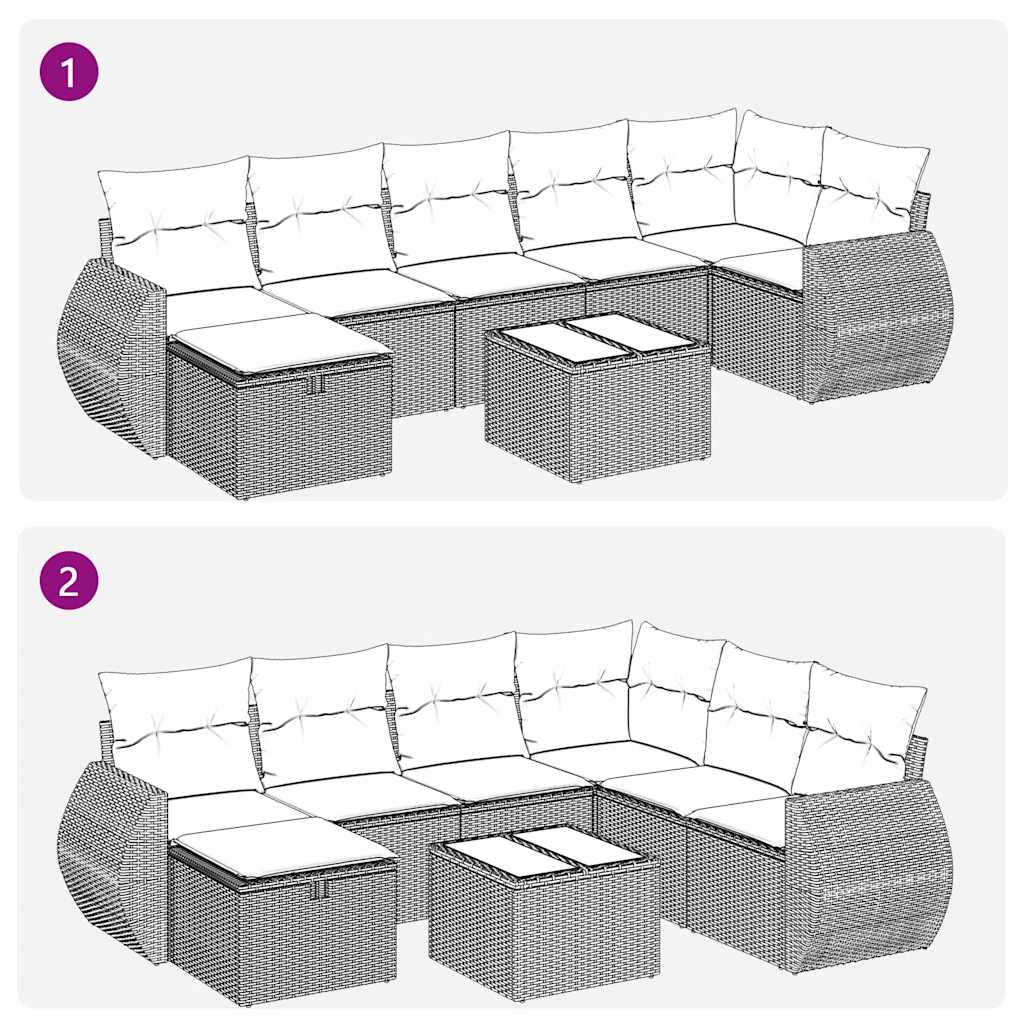 8 részes barna polyrattan kerti ülőgarnitúra párnákkal