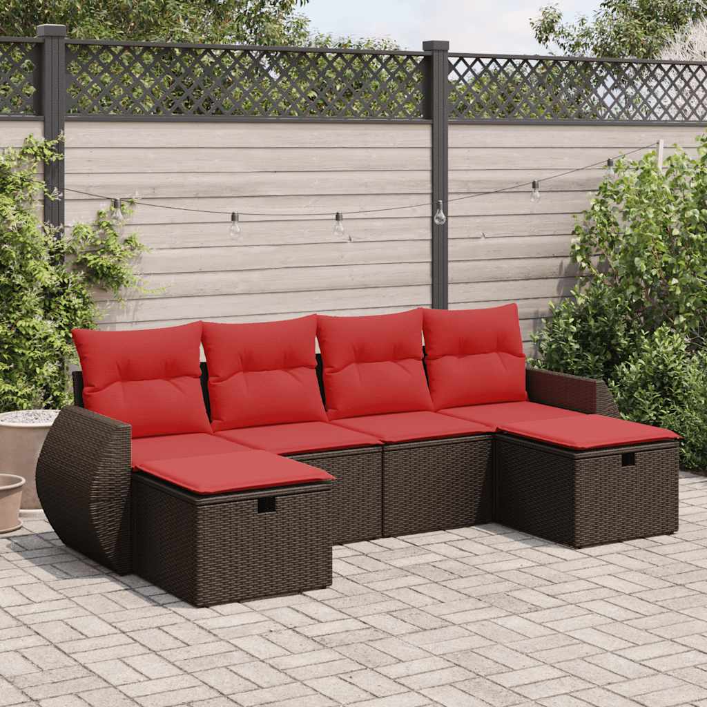 6 részes barna polyrattan kerti ülőgarnitúra párnával