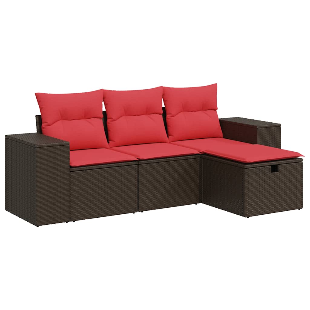 4 részes barna polyrattan kerti ülőgarnitúra párnákkal