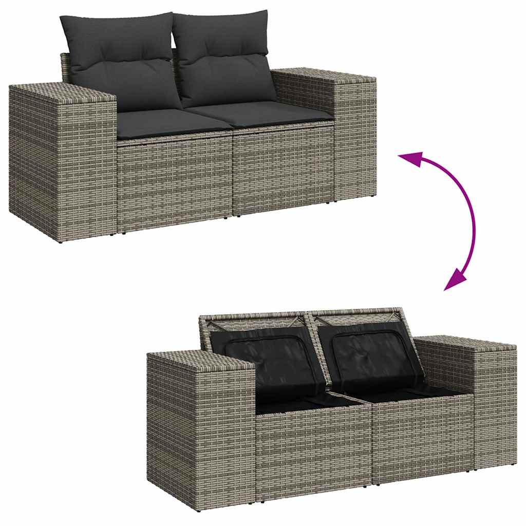 5 részes szürke polyrattan kerti ülőgarnitúra párnákkal