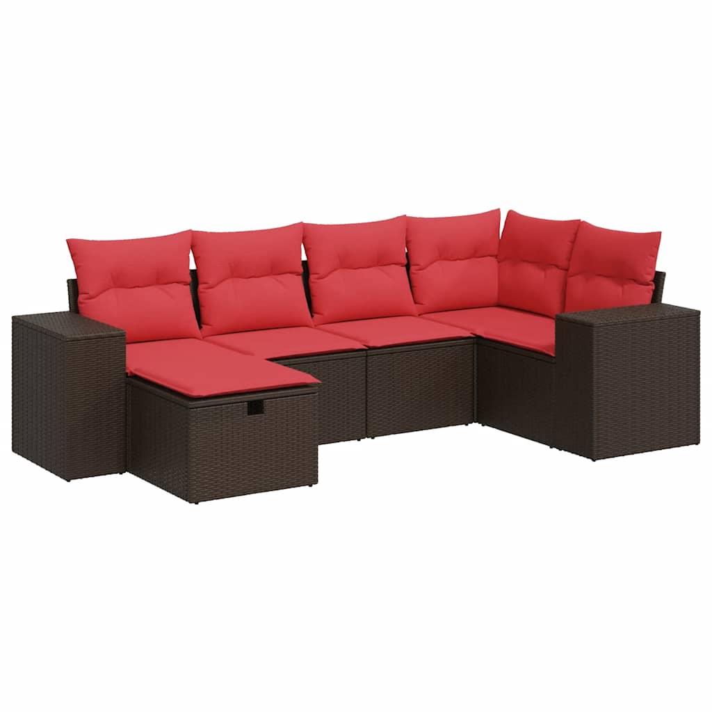 6 részes barna polyrattan kerti ülőgarnitúra párnával