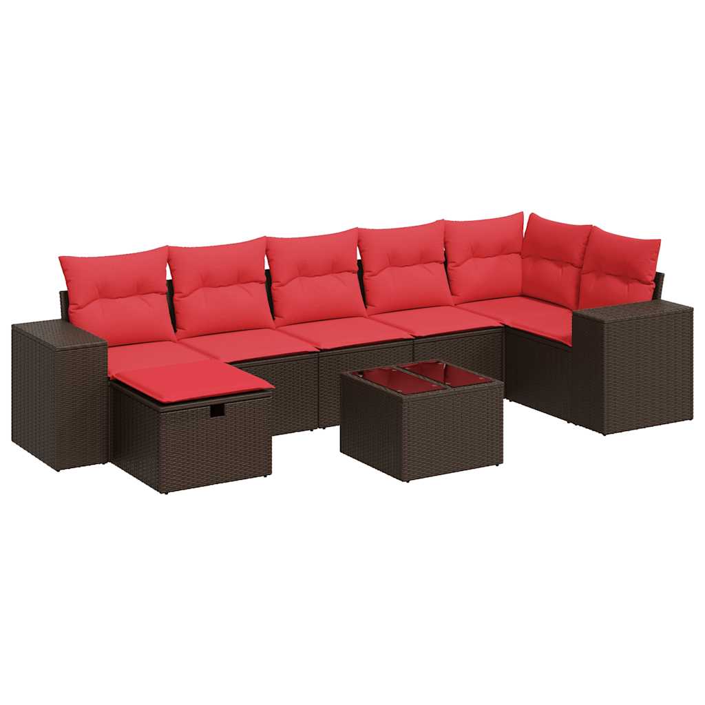 8 részes barna polyrattan kerti ülőgarnitúra párnákkal