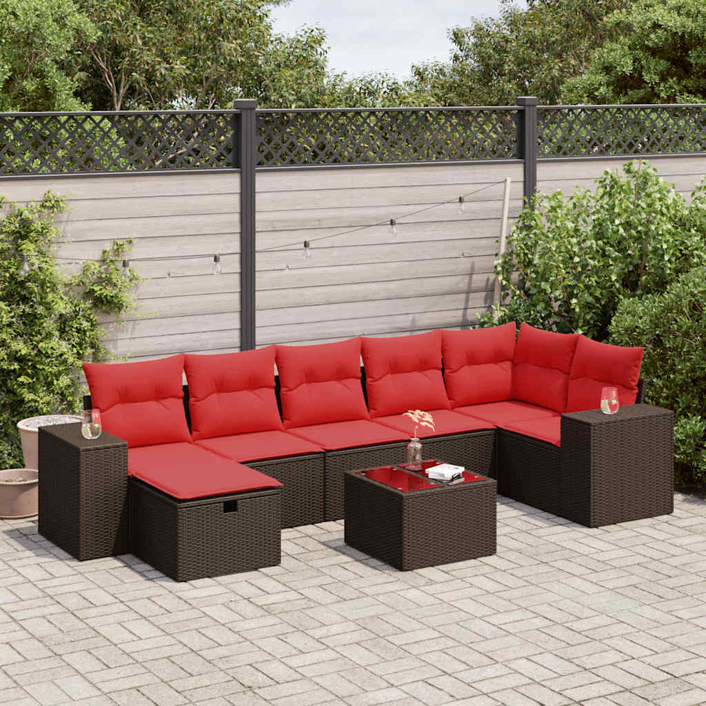 8 részes barna polyrattan kerti ülőgarnitúra párnákkal
