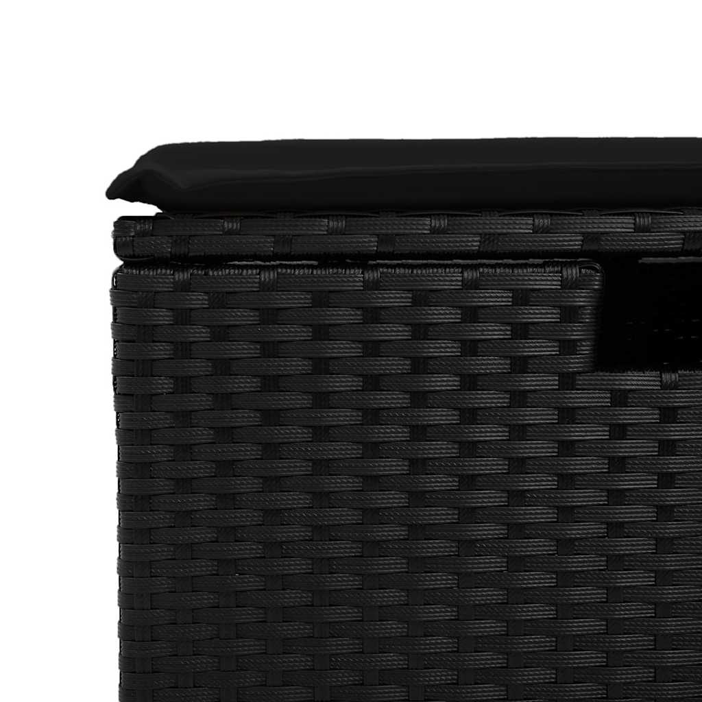 9 részes fekete polyrattan kerti ülőgarnitúra párnákkal