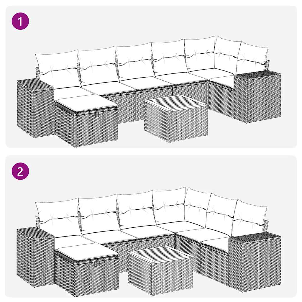 8 részes szürke polyrattan kerti ülőgarnitúra párnákkal