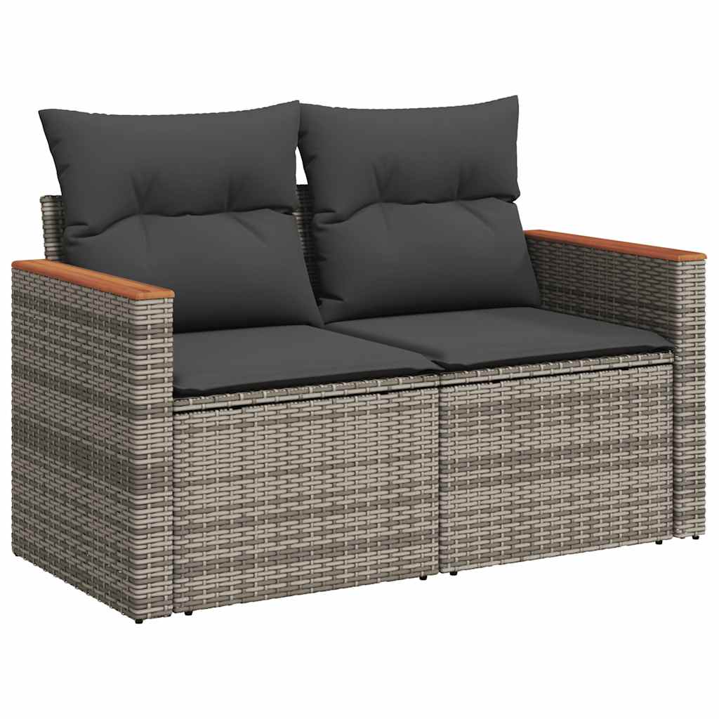 5 részes szürke polyrattan kerti ülőgarnitúra párnákkal