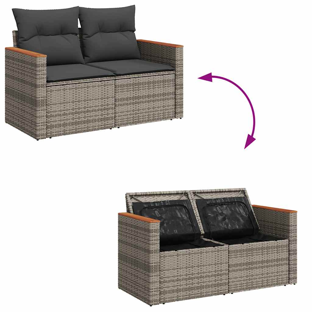 5 részes szürke polyrattan kerti ülőgarnitúra párnákkal