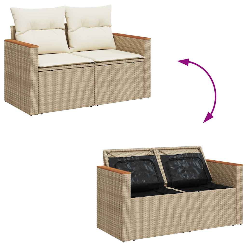 8 részes bézs polyrattan kerti ülőgarnitúra párnával
