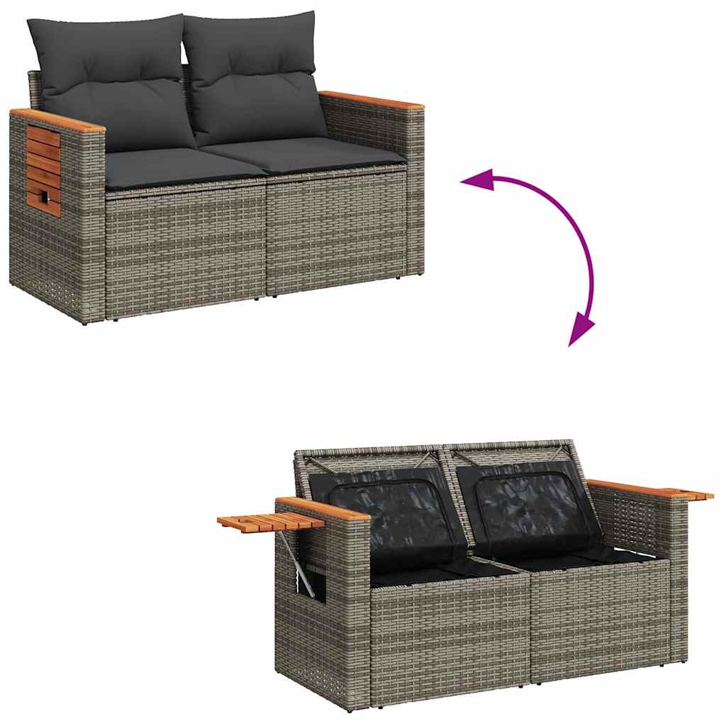 5 részes szürke polyrattan kerti ülőgarnitúra párnákkal