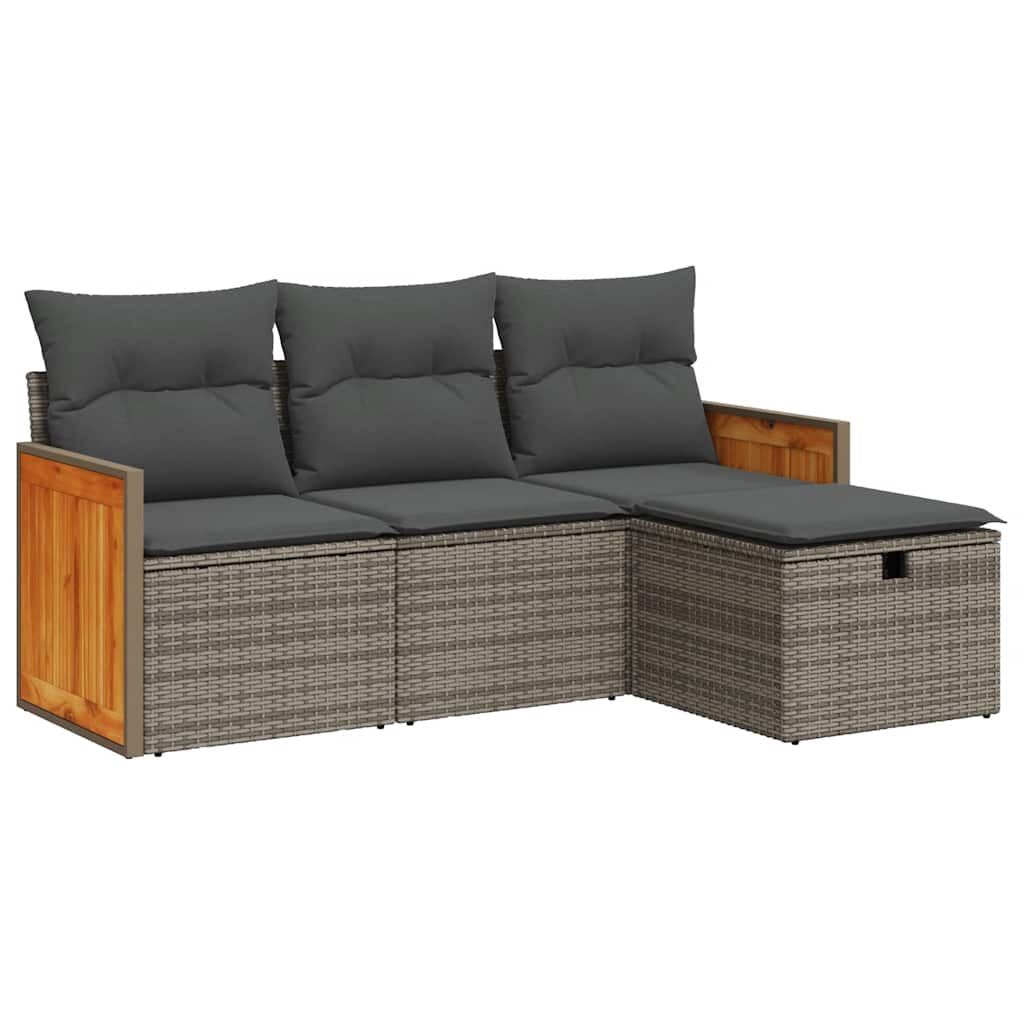 4 részes szürke polyrattan kerti ülőgarnitúra párnákkal