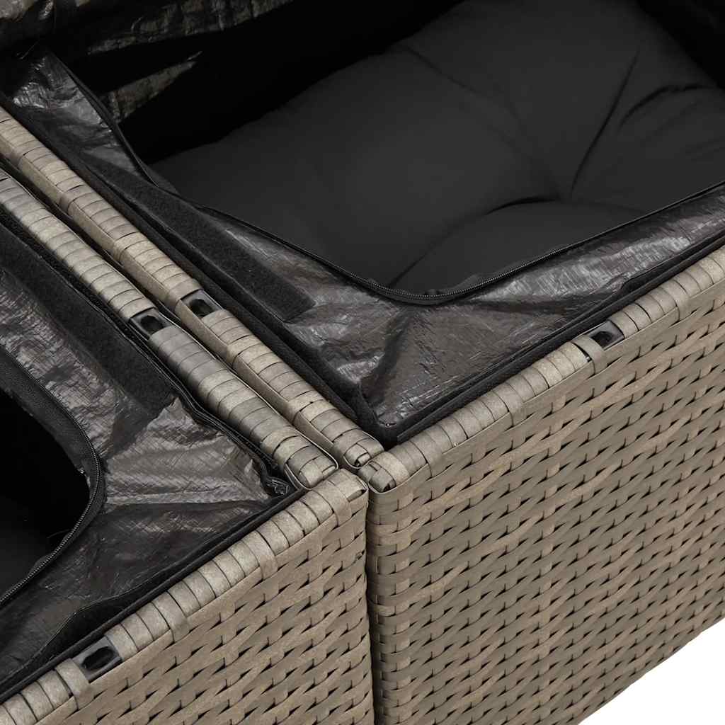 4 részes szürke polyrattan kerti ülőgarnitúra párnákkal