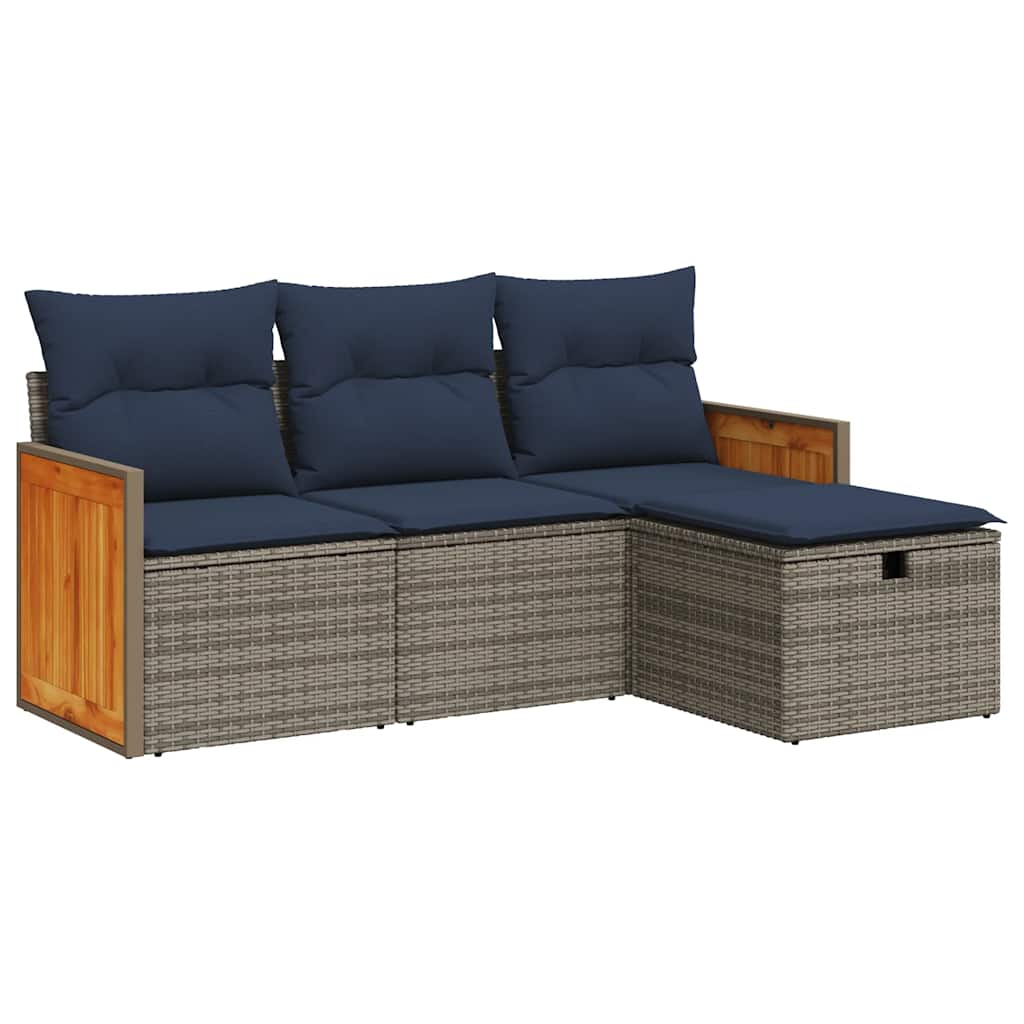 4 részes szürke polyrattan kerti ülőgarnitúra párnákkal