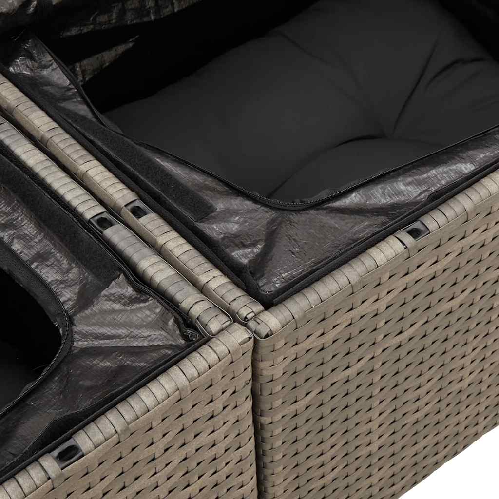 5 részes szürke polyrattan kerti ülőgarnitúra párnákkal