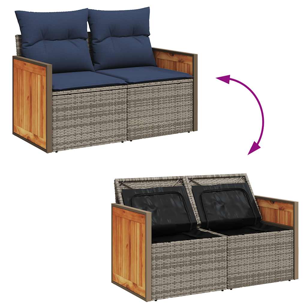 6 részes szürke polyrattan kerti ülőgarnitúra párnákkal