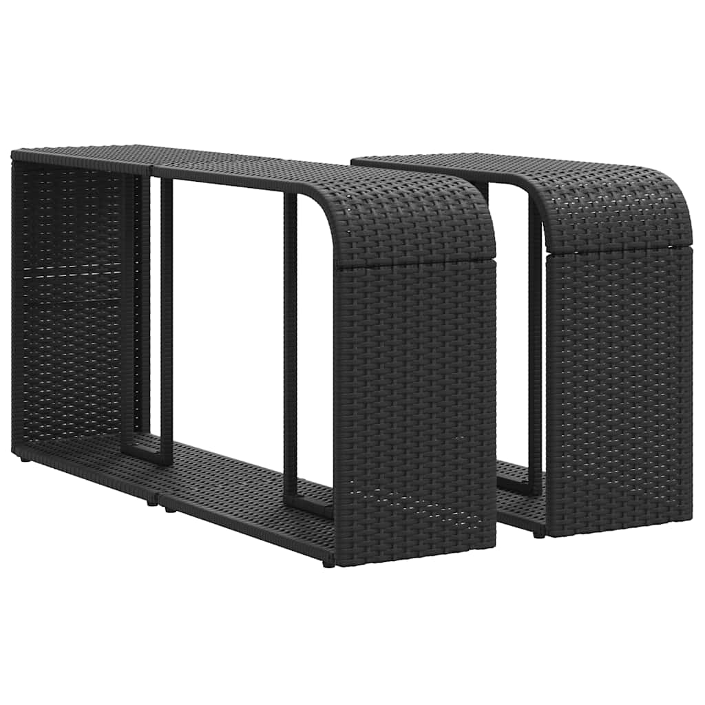 10 részes fekete polyrattan kerti ülőgarnitúra párnákkal