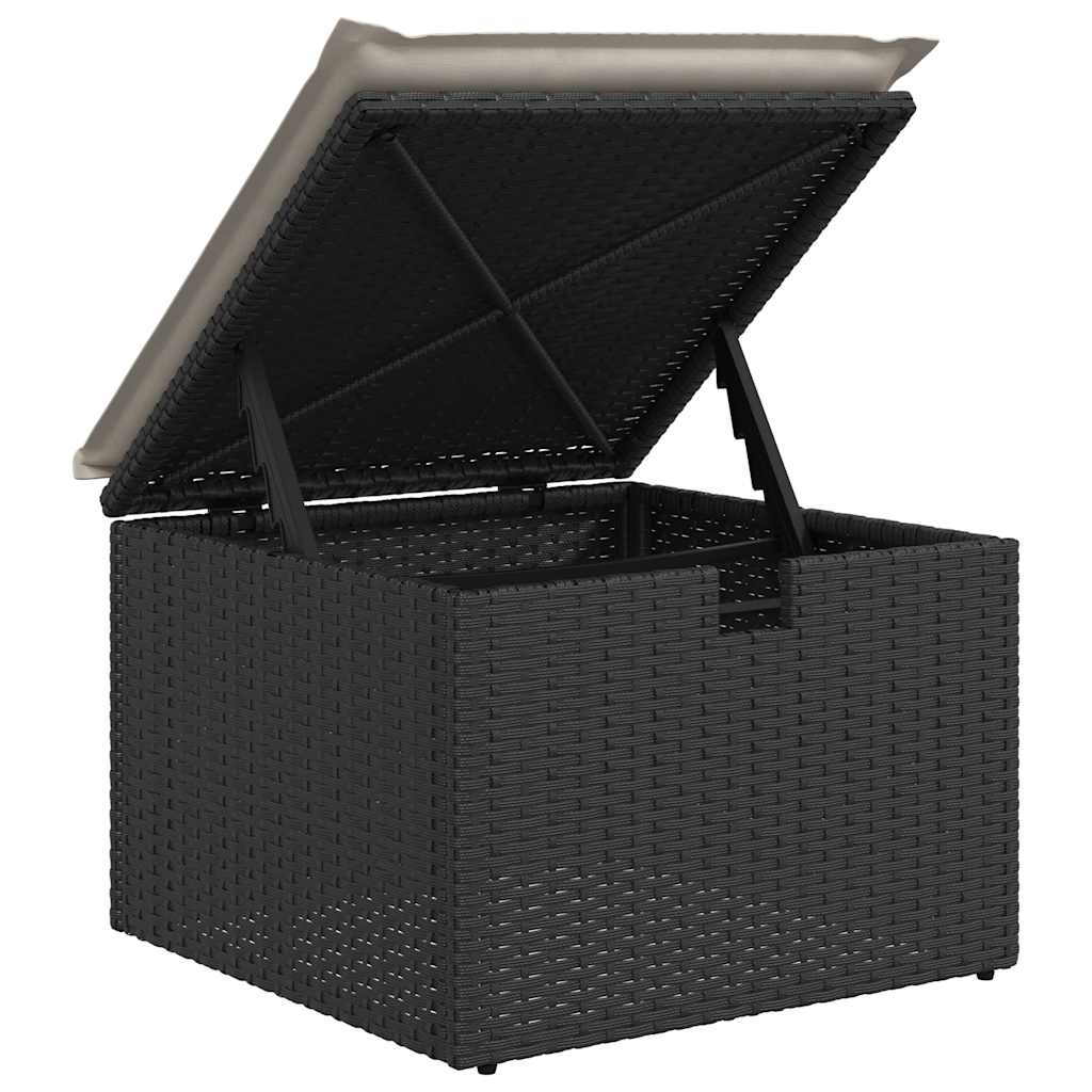 10 részes fekete polyrattan kerti ülőgarnitúra párnákkal