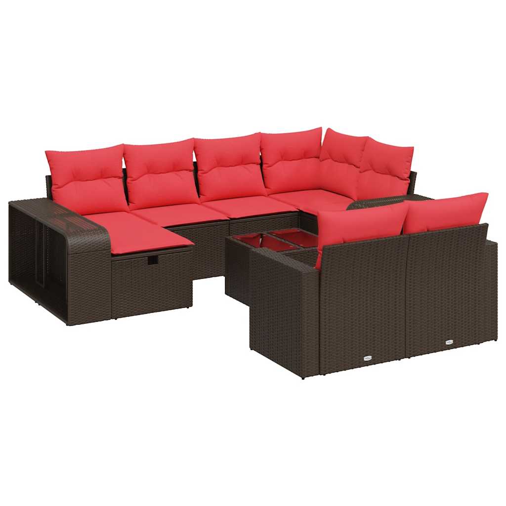 11 részes barna polyrattan kerti ülőgarnitúra párnákkal