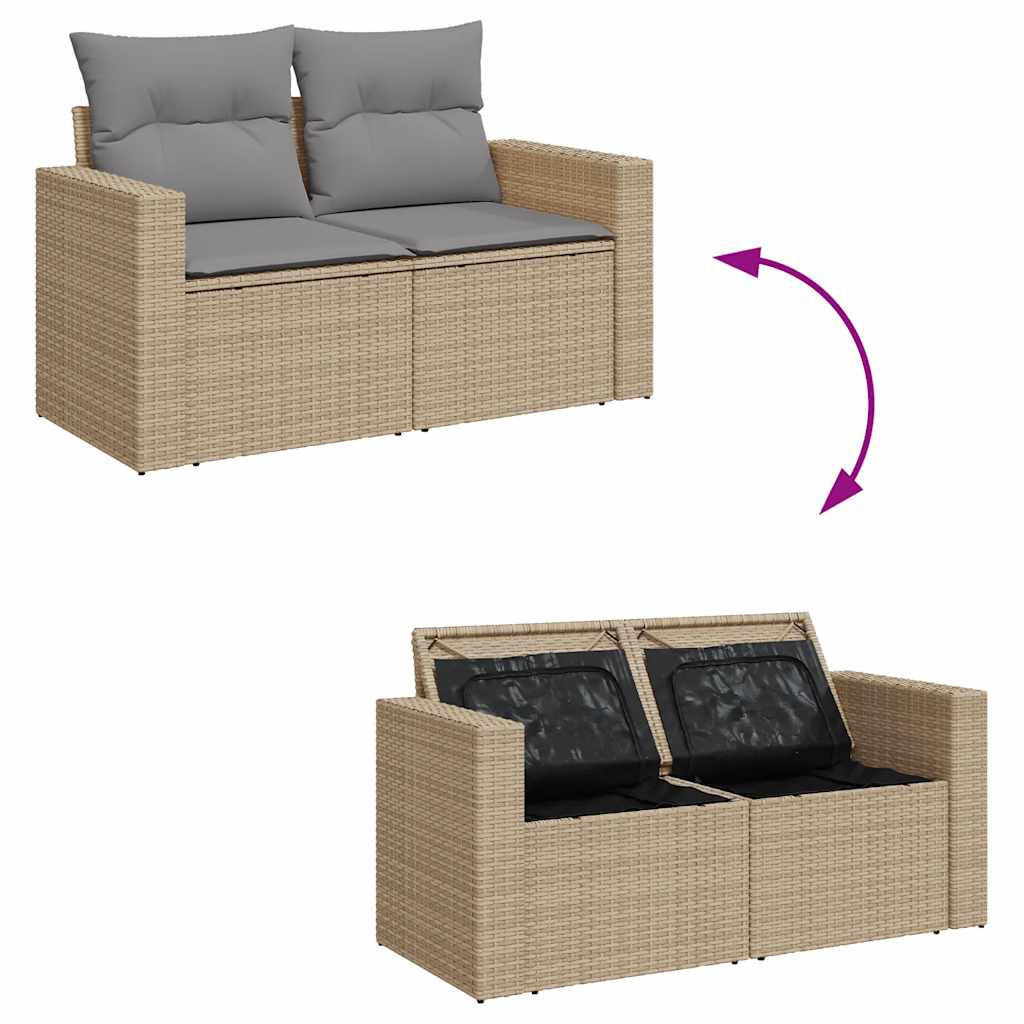 11 részes bézs polyrattan kerti ülőgarnitúra párnákkal
