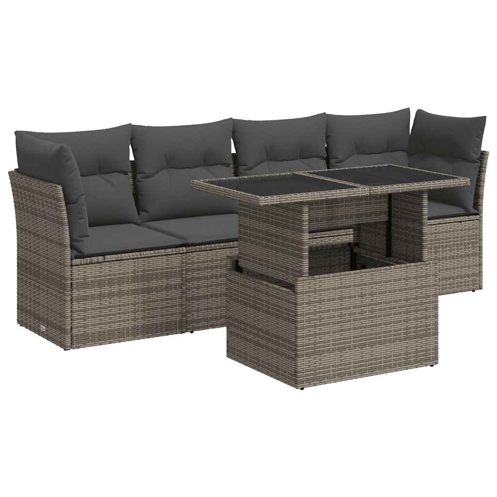 5 részes szürke polyrattan kerti ülőgarnitúra párnákkal