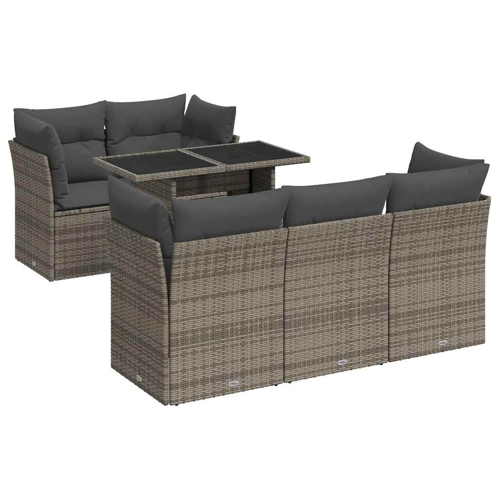 6 részes szürke polyrattan kerti ülőgarnitúra párnákkal