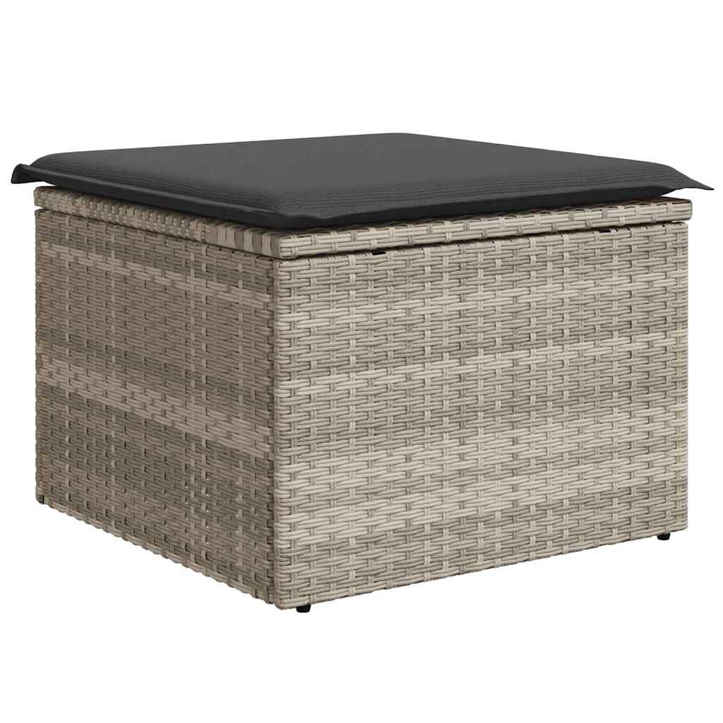 9 részes világosszürke polyrattan kerti ülőgarnitúra párnával