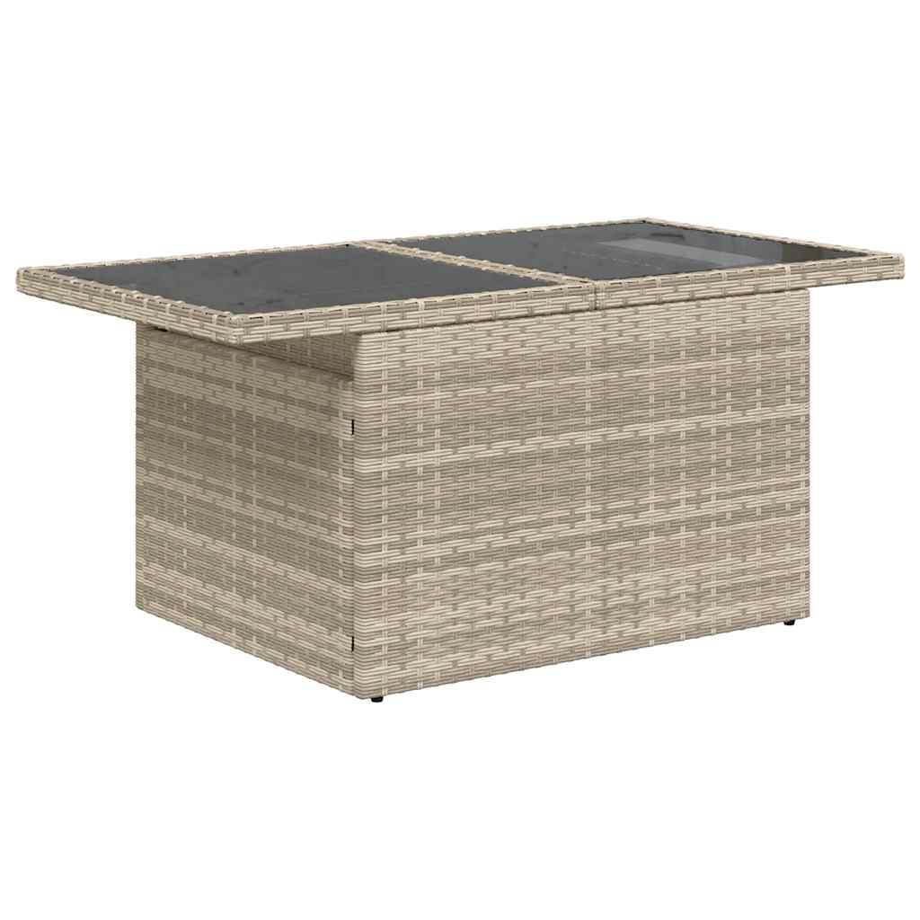 9 részes világosszürke polyrattan kerti ülőgarnitúra párnával