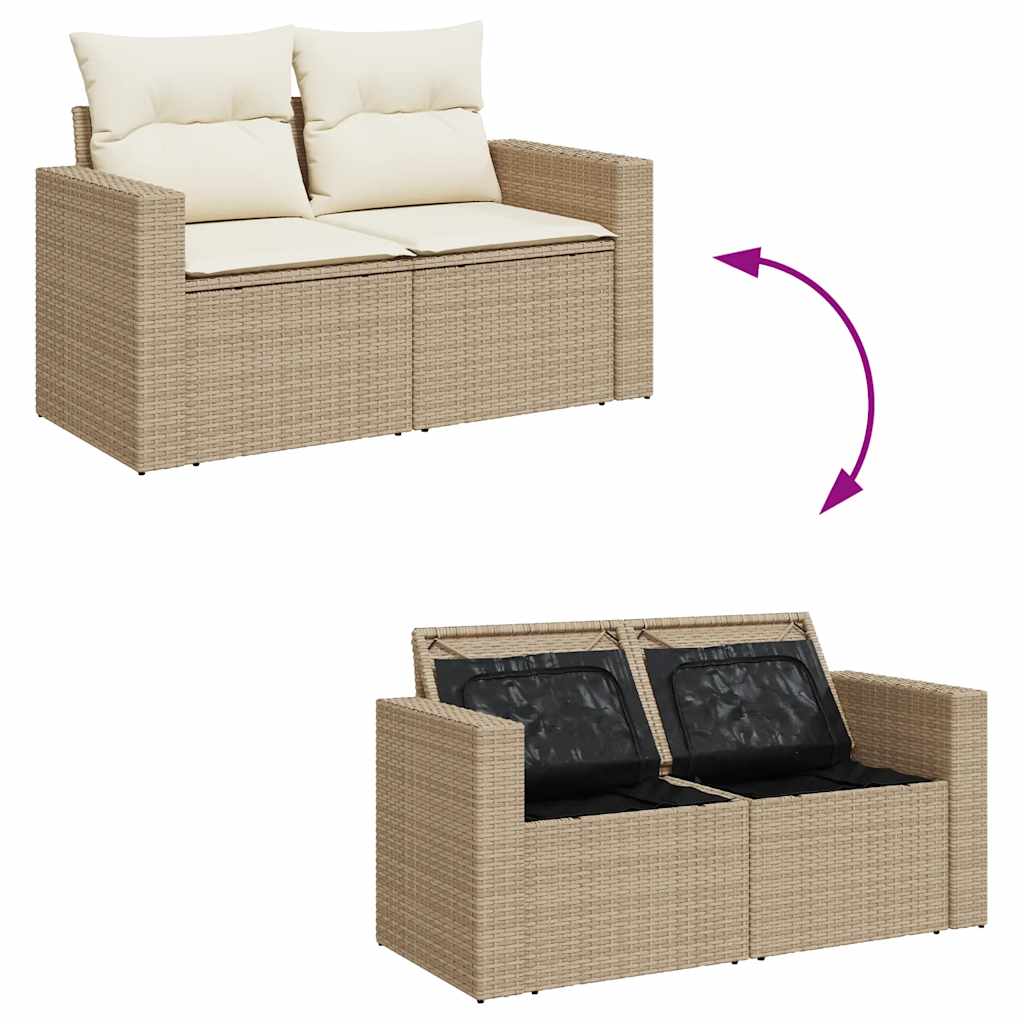 6 részes bézs polyrattan kerti ülőgarnitúra párnával