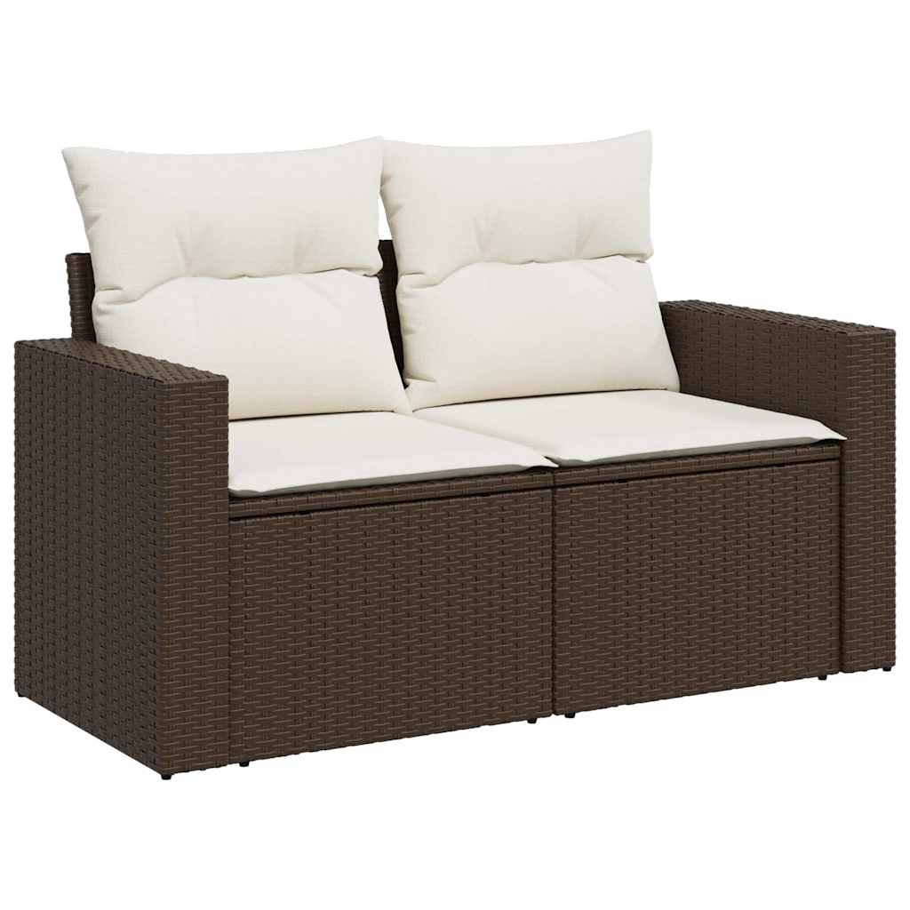 7 részes barna polyrattan kerti ülőgarnitúra párnákkal